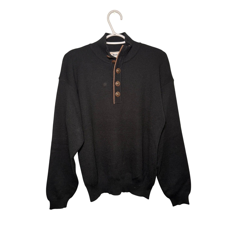 Vintage Meister Mens Wool Blend Mock‎ Neck Button Sweater Medium Preppy Grunge